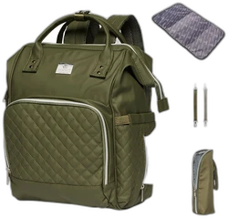 NanaBeebi  2.0 Leren Luiertas - Olive Green (Mimmti)