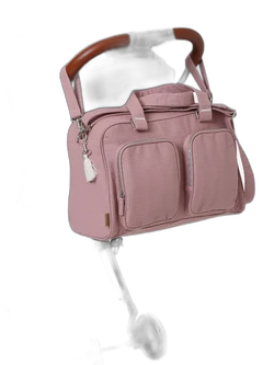 Luiertas met meerdere zakken van honingraatkatoen Family blush