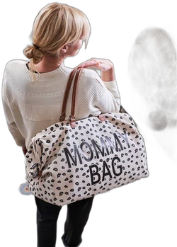 Luiertas Mommy bag large canvas CHILDHOME gebroken wit luipaard