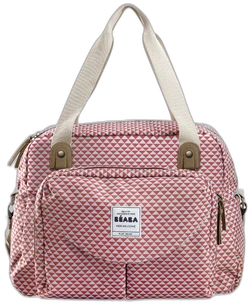 Luiertas Genève II van BEABA driehoekenprint rood / grijs