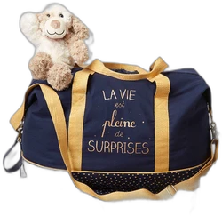 Luiertas voor het weekend La vie est pleine de surprises marine grijs