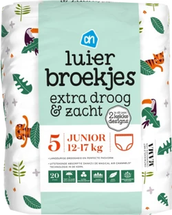 Verpakking luier broekjes van Albert Heijn extra droog en zacht maat 5