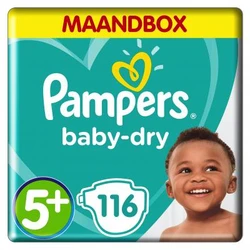 Pampers - Baby-Dry - Maandbox+ - Maat 5+ Pampers - Baby-Dry - Maandbox+ - Maat 5+