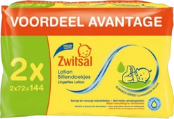 Zwitsal Lotion billendoekjes 2-pak (2 x 72)