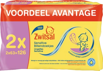 Zwitsal Sensitive billendoekjes 2-pak (2 x 63)