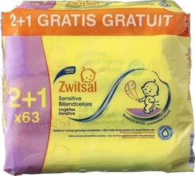 Zwitsal Sensitive billendoekjes 3-pak (3 x 63)