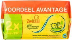 Zwitsal Lotion billendoekjes 2-pak (2 x 65)