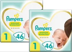 Pampers Premium Protection maat 1 - 92 luiers Pampers Premium Protection Maat 1 (2-5kg) - 92 luiers (2x46)