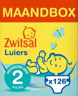 Zwitsal Luiers maat 2 - 126 Stuks Zwitsal Luiers - Newborn Mini Maat 2 - 126 Stuks - Voordeelverpakking