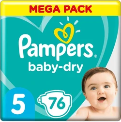 Pampers - Baby-Dry - Mega+ pak - 5 76 luiers Pampers - Baby-Dry - Mega+ pak - 5 76 luiers