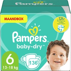 Pampers Baby-Dry maat 6 136 luiers Pampers Baby Dry - Maat 6 - Maandbox - 136 luiers - Voordeel