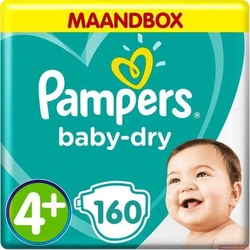 Pampers Baby Dry Maat 4+ - 160 Luiers Maandbox Pampers Baby Dry Maat 4+ - 160 Luiers Maandbox