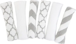 Kushies - Billendoekjes - Wasbare Billendoekjes - Washandjes - 6 pack - Wit / Grijs -Enkellaags