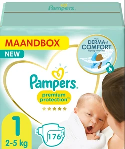 Pampers - Premium Protection - Maat 1 - Maandbox - 176 luiers Pampers - Premium Protection - Maat 1 - Maandbox - 176 luiers