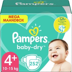 Pampers - Baby Dry - Maat 4+ - Mega Maandbox - 252 luiers Pampers - Baby Dry - Maat 4+ - Mega Maandbox - 252 luiers
