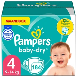 Pampers - Baby Dry - Maat 4 - Maandbox - 184 luiers - Voordeel