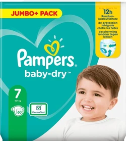 Pampers Baby-Dry maat 7 - 60 luiers Pampers Baby-Dry Maat 7, 60 Luiers, Tot 12 Uur Bescherming, 15kg+