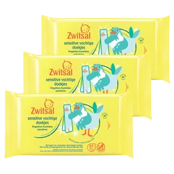 Zwitsal - Sensitive Snoetenpoetsers - Beestenboel - 3 x 57 stuks - 171 toetendoekjes