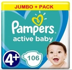Pampers Active Baby Luiers Maat 4+ - 106 Luiers Voordeelverpakking
