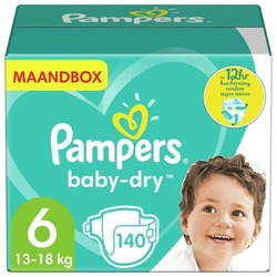 Pampers - Baby Dry - Maat 6 - Maandbox - 140 luiers Pampers - Baby Dry - Maat 6 - Maandbox - 140 luiers