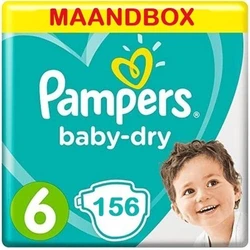 Pampers Baby Dry Maat 6 - 156 Luiers Maandbox Pampers Baby Dry Maat 6 - 156 Luiers Maandbox