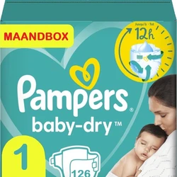 Pampers Baby Dry Maat 1 - 126 Luiers Maandbox Pampers Baby Dry Maat 1 - 126 Luiers Maandbox