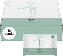 Naïf natuurlijke plastic vrije Billendoekjes - box 16 stuks - 16 x 54 doekjes