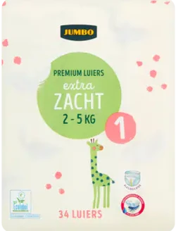 Jumbo Premium Luiers Maat 1 34 Stuks Jumbo Premium Luiers Maat 1 34 Stuks