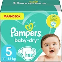 Pampers Baby-Dry maat 5 - 188 luiers Pampers Baby-Dry maat 5 - 188 luiers