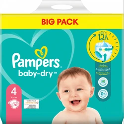 Pampers baby-dry maat 4 - BIG PACK - 70 stuks - 9 tot 14 kg- 12h bescherming