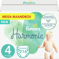 Pampers - Harmonie Pure - Maat 4 - Mega Maandbox - 216 luiers