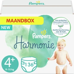Pampers - Harmonie / Pure - Maat 4+ - Maandbox- 136 luiers