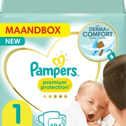 Pampers Premium Protection Maat 1 - 104 Luiers Maandbox Pampers Premium Protection Maat 1 - 104 Luiers Maandbox
