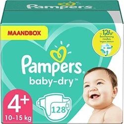 Pampers Baby Dry Maat 4+ - 128 Luiers Maandbox Pampers Baby Dry Maat 4+ - 128 Luiers Maandbox