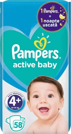 Pampers Active Baby Maat 4+ - 58 Luiers - (10-15KG)