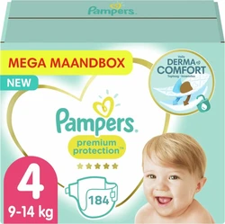 Pampers Premium Protection - Maat 4 (9-14KG) - 184 luiers - Maandbox