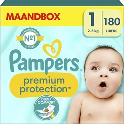 Pampers Premium Protection - Maat 1 (2kg - 5kg) - 180 Luiers - Maandbox
