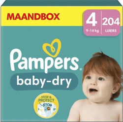Pampers Baby-Dry - Maat 4 (9kg - 14kg) - 204 Luiers - Maandbox