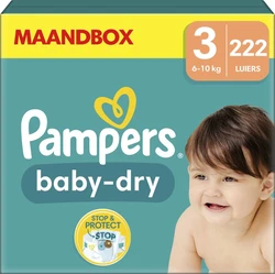 Pampers Baby-Dry - Maat 3 (6kg - 10kg) - 222 Luiers - Maandbox