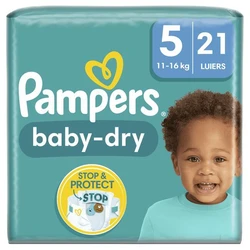 Pampers Baby-Dry Luiers Maat 5 11-16 KG 21 Stuks Pampers Baby-Dry Luiers Maat 5 11-16 KG 21 Stuks