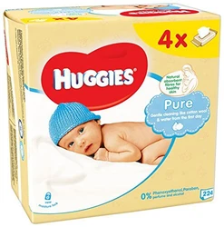 Huggies Pure Quattro Reinigingsdoekjes, 4 verpakkingen met elk 56 stuks, 2 stuks