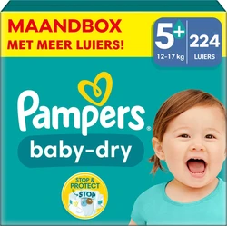 Pampers - Baby Dry - Maat 5+ - Maandbox- 224 stuks - 12/17 KG Pampers - Baby Dry - Maat 5+ - Maandbox- 224 stuks - 12/17 KG