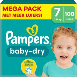 Pampers - Baby Dry - Maat 7 - Mega Pack - 100 stuks - 15+ KG Pampers - Baby Dry - Maat 7 - Mega Pack - 100 stuks - 15+ KG