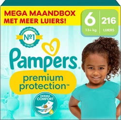 Pampers - Premium Protection - Maat 6 - Mega Maandbox - 216 stuks - 13+ KG Pampers - Premium Protection - Maat 6 - Mega Maandbox - 216 stuks - 13+ KG