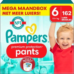 Pampers - Premium Protection Pants - Maat 6 - Mega Maandbox - 162 stuks - 15+ KG Pampers - Premium Protection Pants - Maat 6 - Mega Maandbox - 162 stuks - 15+ KG