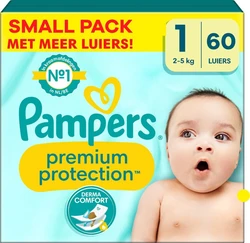 Pampers - Premium Protection - Maat 1 - Small Pack - 60 stuks - 2/5 KG Pampers - Premium Protection - Maat 1 - Small Pack - 60 stuks - 2/5 KG