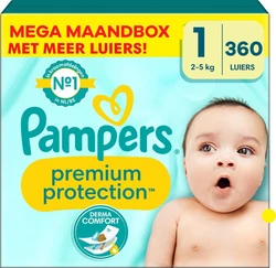 Pampers - Premium Protection - Maat 1 - Mega Maandbox - 360 stuks - 2/5 KG Pampers - Premium Protection - Maat 1 - Mega Maandbox - 360 stuks - 2/5 KG