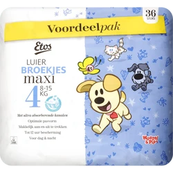 Etos Woezel & Pip Luierbroekjes Maxi Voordeelpak Maat 4 8-15 kg 36 stuks