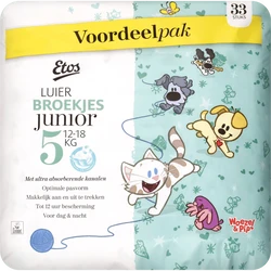 Etos Woezel & Pip Luierbroekjes Junior Voordeelpak Maat 5 12-18 kg 33 stuks