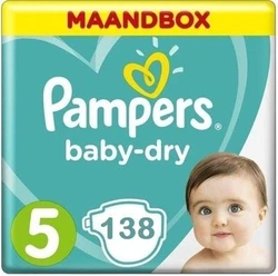 Pampers Baby Dry Maat 5 - 138 Luiers Maandbox Pampers Baby Dry Maat 5 - 138 Luiers Maandbox